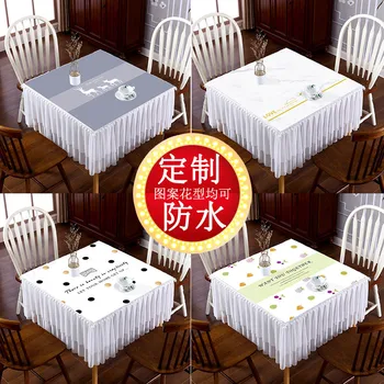 Toalha de mesa quadrada, família quadrado mahjong tabela capa de tecido impermeável, arte