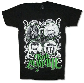Rob Zombie Membros Da Banda Logotipo Verde Preto T-Shirt Novo Merch Macio