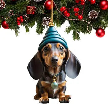Cão De Enfeites Para Árvore De Natal Do Cão Do Carro Pingente De Enfeite De Árvore De Natal Decoração De Acrílico De Cães Com Temática De Natal