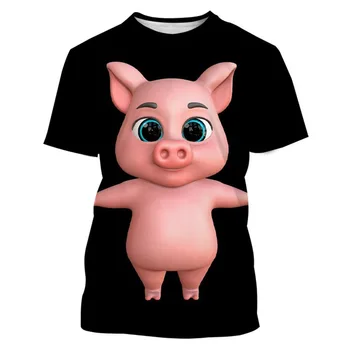 Engraçado Porco T-Shirt Para Homens Impressão 3d Animal de Homens T-shirts Engraçadas de Manga Curta de grandes dimensões Tops, T-Shirt dos Homens de Vestuário, Roupas de Porco