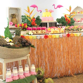 Havaiana Festa Luau Grama Tabela De Saia Flamingo Tiki Verão Tropical Beach Party Decoração De Palha Tabela De Cores Da Saia Havaí Festa