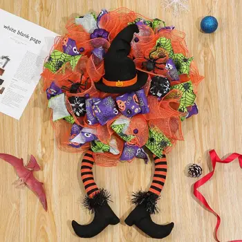 Halloween Bruxa Guirlanda de Porta de Suspensão Com Aranha Falso Abóbora Padrão Para o Pátio P arty Suprimentos Acessórios de Decoração