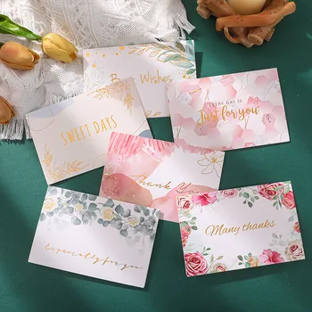 6pcs Especialmente para Cartões com Envelopes Folha de Ouro muito Obrigado Dobráveis de Cartão para o Casamento, Natal, dia dos Namorados Chuveiro Nupcial