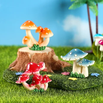 Mini Simulação De Cogumelo Estátua De Resina Artesanato De Fadas Jardim Terrário Em Miniatura Ornamento De Plantas Bonsai De Trabalho De Decoração De Micro Paisagem