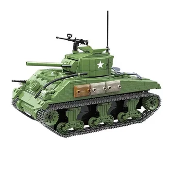 A II Guerra mundial NOS Sherman M4A1 Pesado Tanque de Modelo de MOC Bloco de Construção Menino Assembleia Modelo de Brinquedo para Crianças, Presente de Aniversário