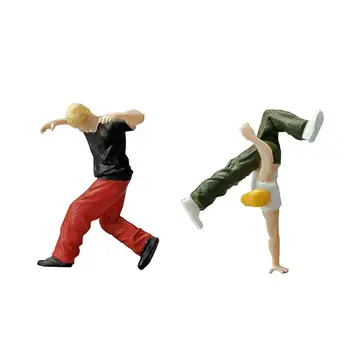 1:64 Figura Dançarino de Rua em Miniatura de Cenas Modelo Pequeno de Pessoas para Micro Paisagem Diorama Cenário Layout Ferroviária Modelo Areia Tabela