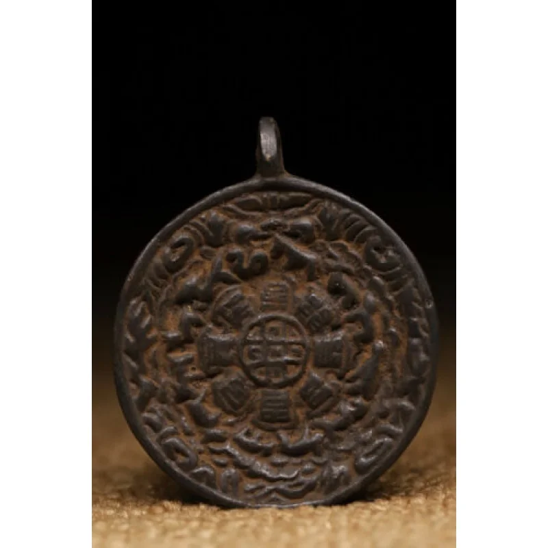 5.5 cm Chinês Bronze Antigo Pingente Tibete Antigo Charme Pingente de Bronze - 0