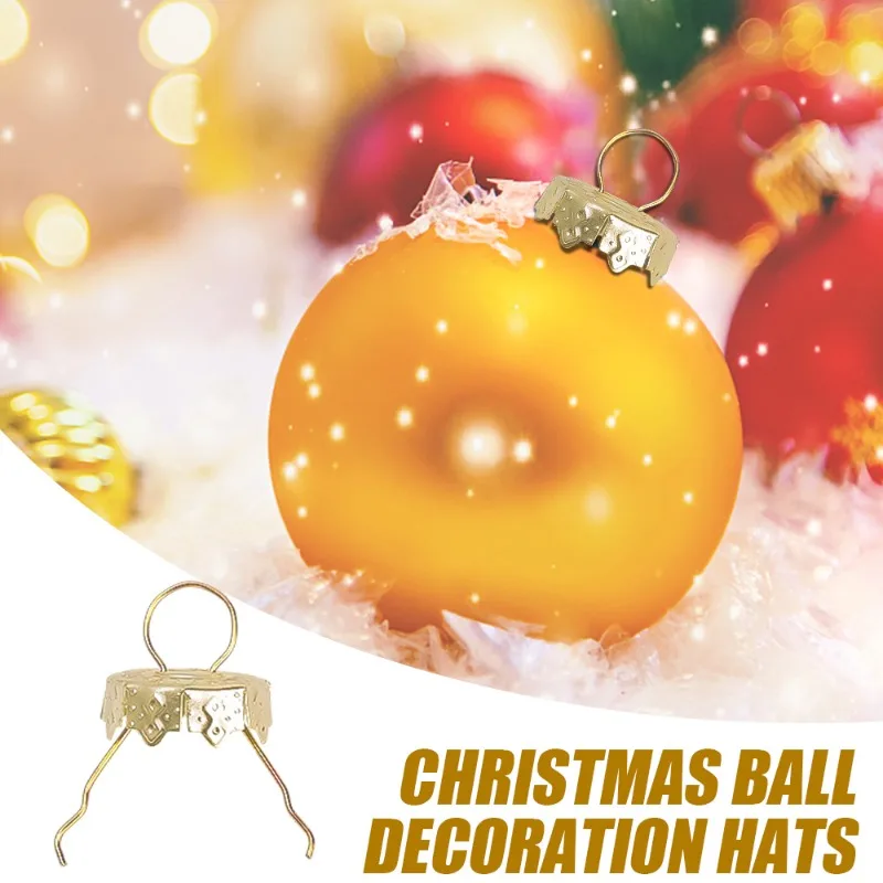 Rodada Bola de Natal Caps Ouro Removível Cabide de Metal DIY Árvore de Natal Bola Ornamento Pac para Casa a Festa de Ano Novo Pingente de Decoração - 3